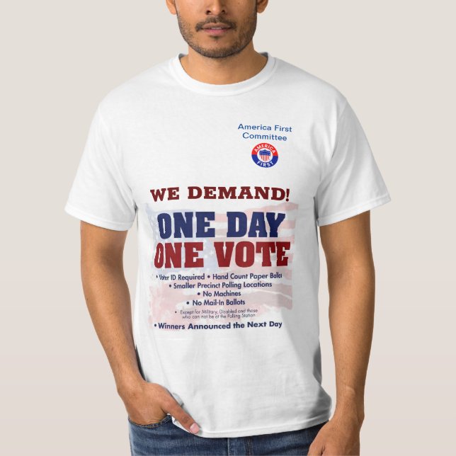 We Demand One Day One Vote T-Shirt (Front)