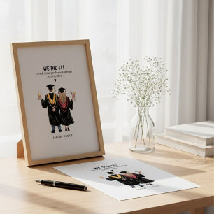 We Did It Couple Graduation Keepsake Illustration Canvas Print
