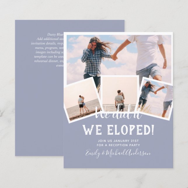 We Did It ELOPEMENT PHOTO Wedding RECEPTION Budget (Front/Back)
