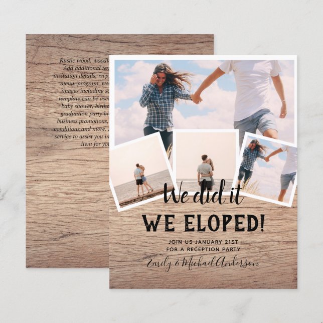 We Did It ELOPEMENT PHOTO Wedding RECEPTION Budget (Front/Back)