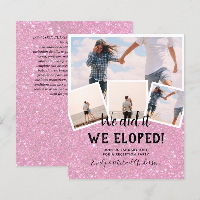 We Did It ELOPEMENT PHOTO Wedding RECEPTION Budget (Front/Back)
