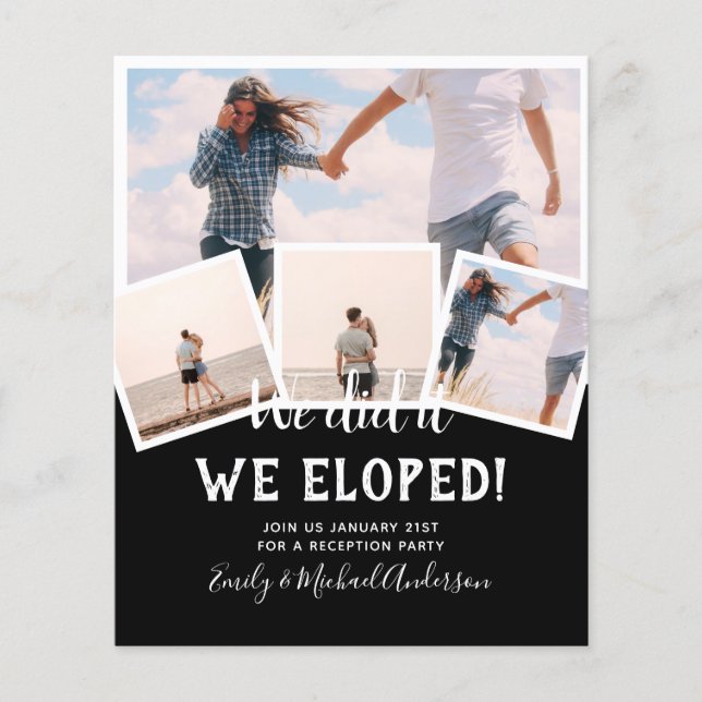 We Did It ELOPEMENT PHOTO Wedding RECEPTION Budget Flyer (Front)