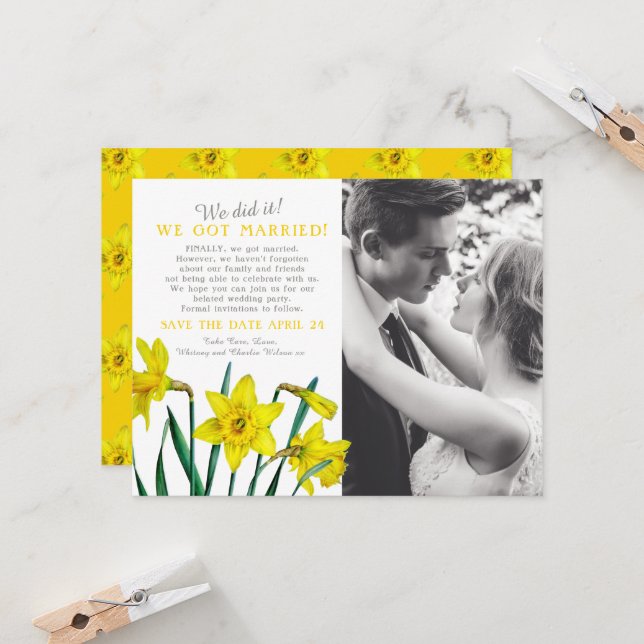 We did it married wedding party save the date (Front/Back In Situ)