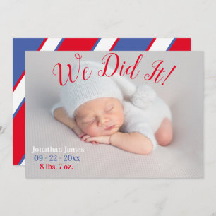 We Did It Photo Stats Script Gender Neutral Birth Announcement