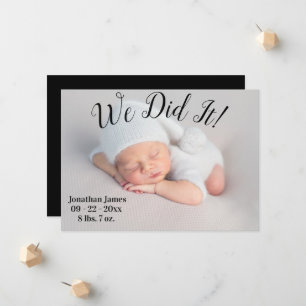 We Did It Photo Stats Script Gender Neutral Birth Announcement