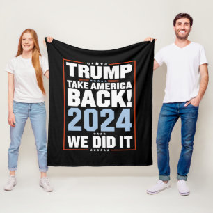 We Did It Trump USA Flag President 47 Trump Fleece Blanket