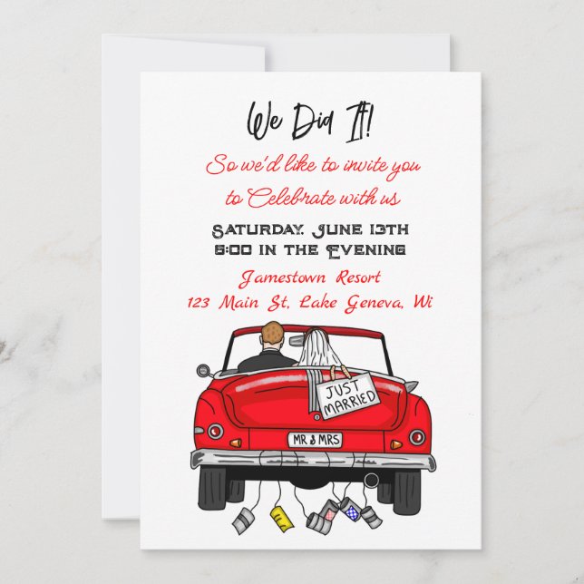 We Did It | We Eloped | Got Married Announcement (Front)