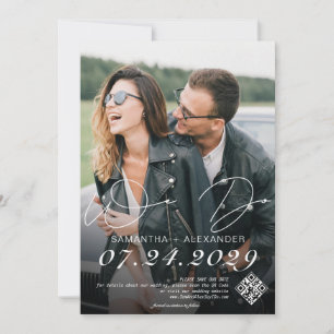 We Do 4 Photo Modern Scribble Script Black & White Save The Date