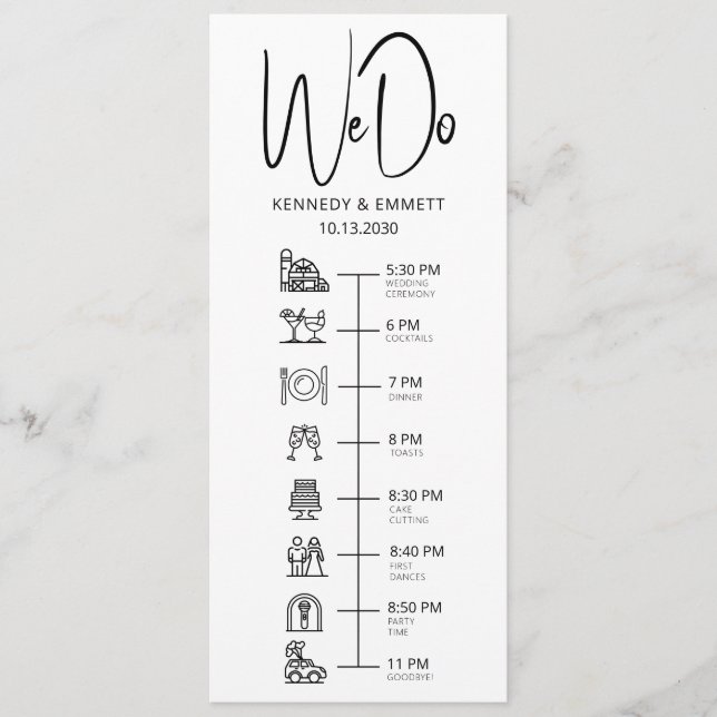 We Do Barn Wedding Day Timeline Flat Program (Front)