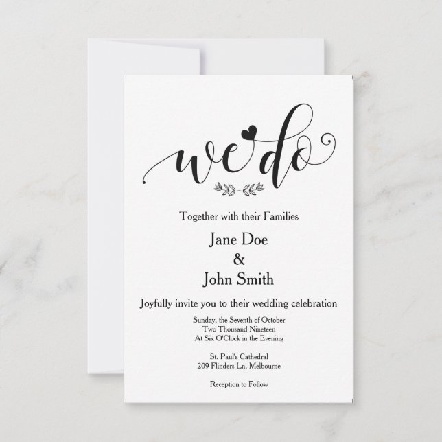 We Do Basic Wedding Invitation (Front)