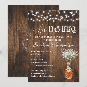 We do BBQ Couple Shower Whiskey Baby Breath Invitation