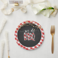 We Do BBQ Paper Plate - Gingham