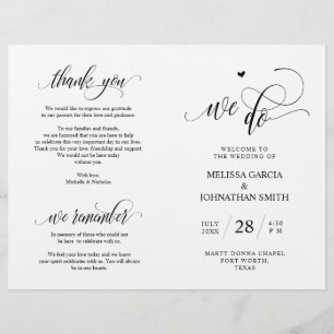 We do, Black, Foldable Wedding Ceremony Program
