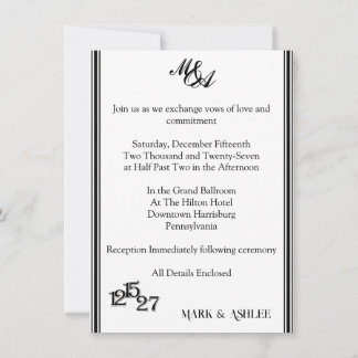 We Do, Black & White Wedding Invitation