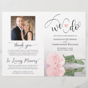 We Do! Blush Pink Rose Modern Wedding Program
