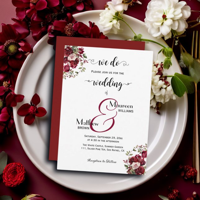 We do! Burgundy Floral Modern Script Wedding Invitation (Creator Uploaded)