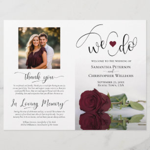 We Do! Burgundy Rose DIY Fold Wedding Program