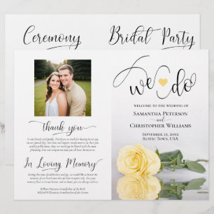 We Do! Butter Yellow Rose DIY Fold Wedding Program