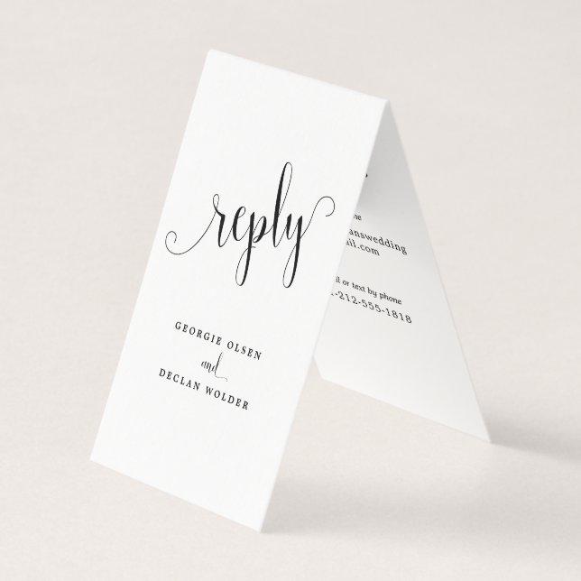 We Do Calligraphy Wedding Long RSVP Card (Front)