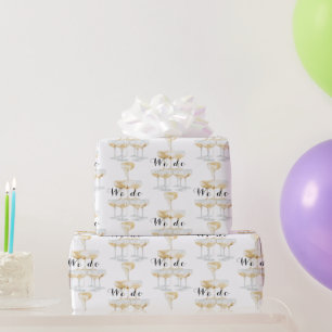 We do champagne Tower Black and Gold Wedding  Wrapping Paper