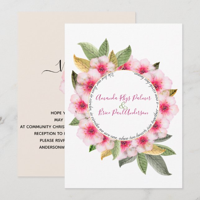 We do cherry blossom with poem wedding invitation (Front/Back)
