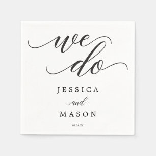 We Do Classic Script Wedding Cocktail Napkin