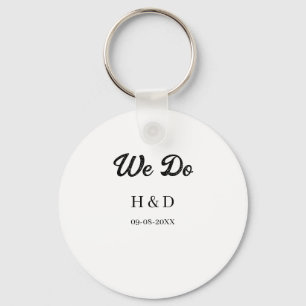WE DO COUPLE NAME LETTER WEDDING DATE SIMPLE KEYCHAIN