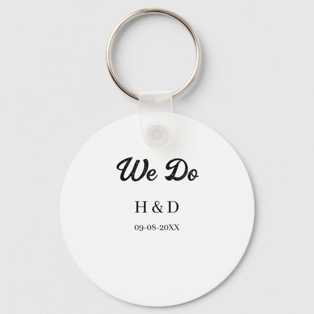 WE DO COUPLE NAME LETTER WEDDING DATE SIMPLE KEYCHAIN (Front)