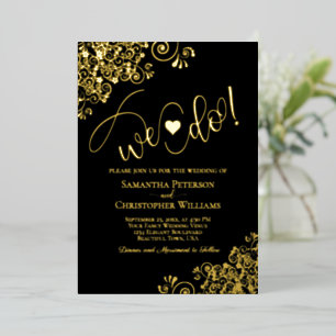We Do! Cute Modern Wedding Classic Black & Gold