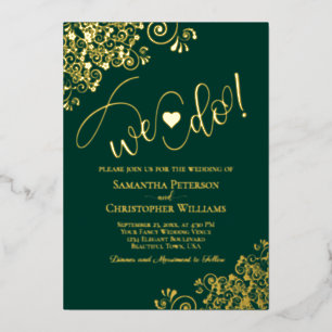 We Do! Cute Modern Wedding Emerald Green & Gold