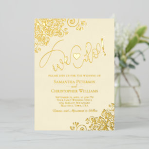 We Do! Cute Modern Wedding Ivory Cream & Gold