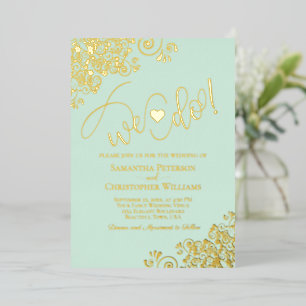 We Do! Cute Modern Wedding Mint Green & Gold
