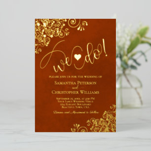 We Do! Cute Modern Wedding Rust Orange & Gold