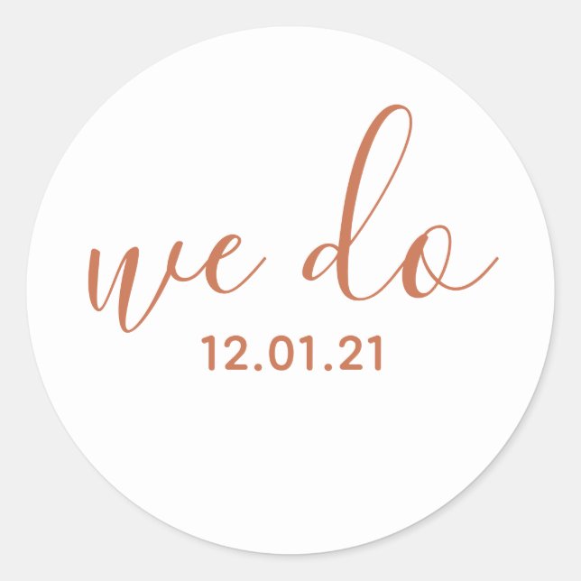 We Do Dated Wedding Envelope Terracota Sticker (Front)