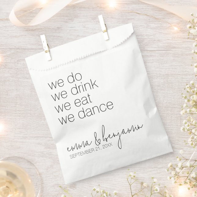We Do Drink Eat Dance - Modern Wedding Favour Bag (Clipped)