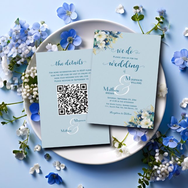 We do! Dusty Blue Gold Glitter QR Code Wedding Invitation (Creator Uploaded)