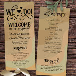 We Do! Earthtone Retro Swirls Cute Fun Wedding Program<br><div class="desc">This fun wedding program features a design that is both retro and modern with a background of curved stripes in earthtone colours of mocha, tan, taupe, and sage green. The word art title includes hearts, swirls and swashes, and reads: We Do! Welcome to the Wedding of... There is space for...</div>