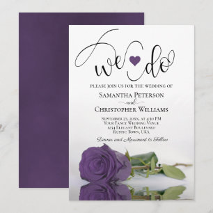 We Do! Elegant Amethyst Purple Rose Chic Wedding Invitation
