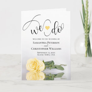We Do Elegant Butter Yellow Rose Wedding Program