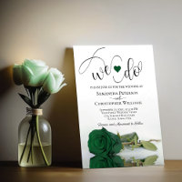 We Do! Elegant Emerald Green Rose Romantic Wedding