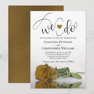 We Do! Elegant Gold Ochre Rose Romantic Wedding Invitation