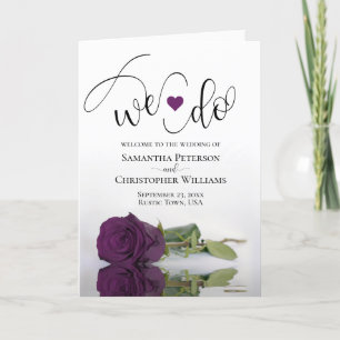We Do Elegant Plum Purple Rose Modern Wedding Program