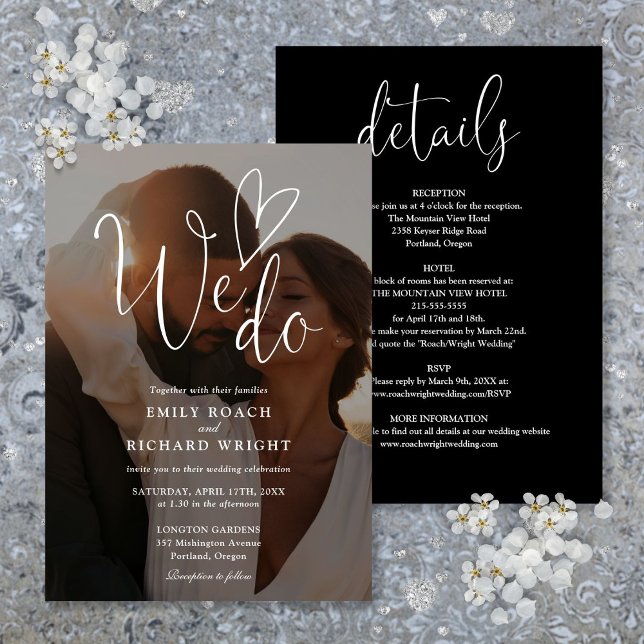 We Do Elegant Script Photo All In One Wedding Invitation (We Do Elegant Script Photo All In One Wedding Invitation)