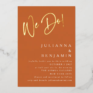 We Do Elegant Wedding Website Burnt Orange Gold