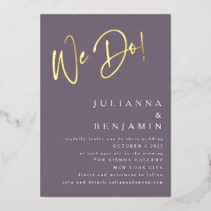 We Do Elegant Wedding Website Dusky Purple Gold
