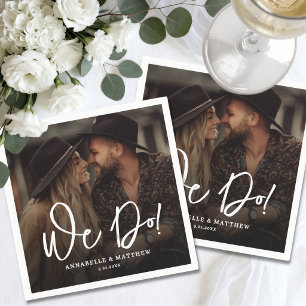 We Do Engagement Wedding Photo Napkin