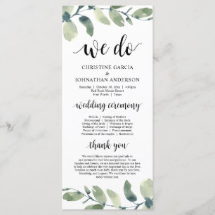 We Do, Eucalyptus Greenery Wedding Ceremony  Program