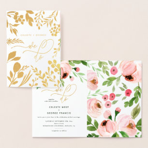 We do floral watercolor and real foil wedding card