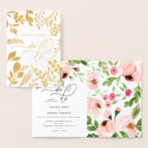 We do floral watercolor and real foil wedding foil card
