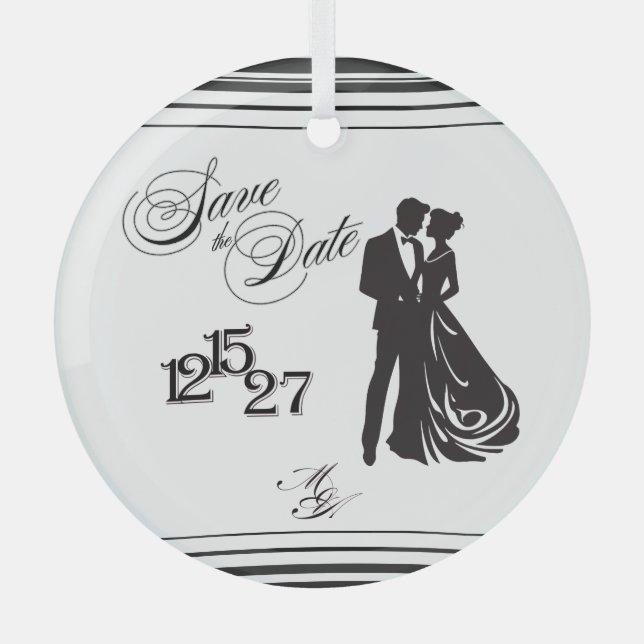 We Do Formal Save the Date Glass Ornament (Front)